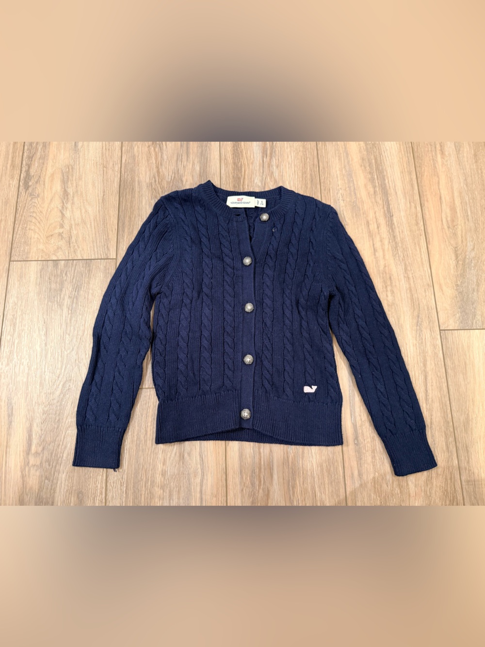 Vineyard Vines Navy Cable-Knit Button Cardigan for Kids